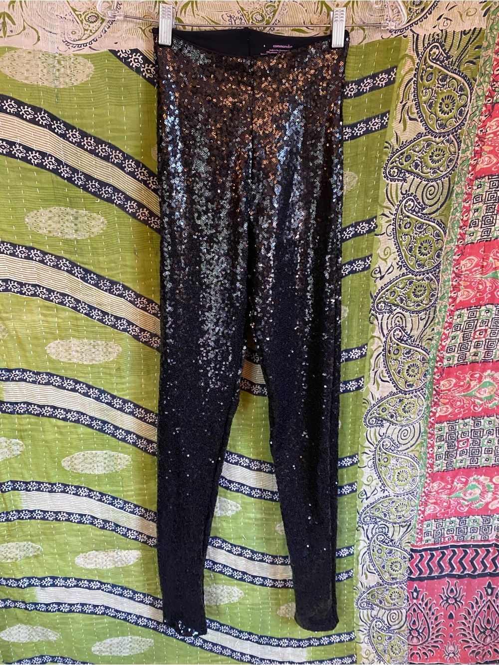 Commando x Revolve Black High Rise Sequined Leggings Small Edgy Downtown Loud - Picture 2 of 15